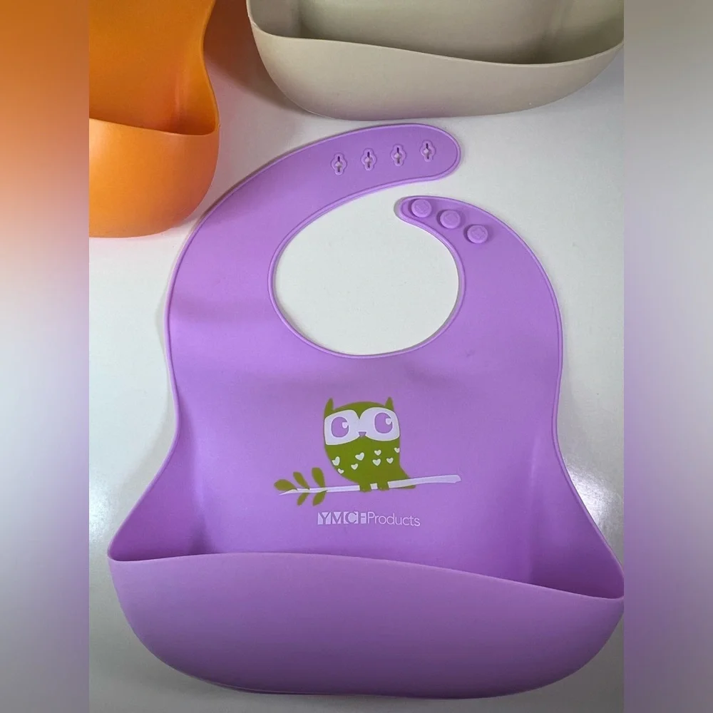 YMCF Products 5 Pack Waterproof Silicone Baby Bib Lightweight and easy wipe